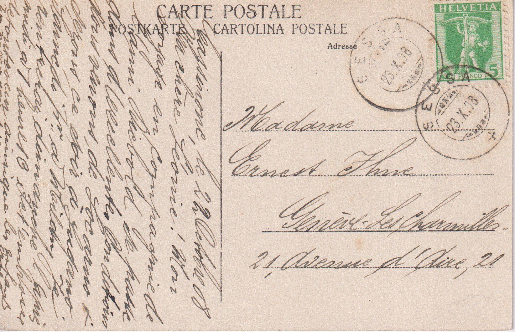 Cartoline postali: AK Cassinone, Sessa 1908 - Rara! – Usato da Riva San Vitale venduto da MAR-NAPO 1