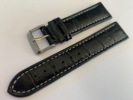 22mm Uhrenarmband Leder schwarz