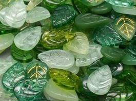 Glasperlen Blätterform, 25 Stück, verschiedene Farben
