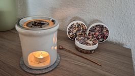Räucherstövchen weiss mit 3 Räuchermischungen gebraucht