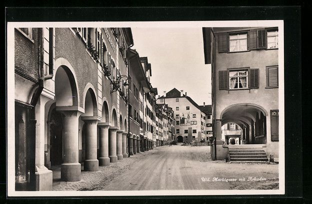 Ansichtskarten: AK Wil, Marktgasse mit Arkaden – Gebraucht aus Berlin von bartko-reher