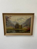 Alpenlandschaft Ölgemälde von Hans Chrystoph 1980, 87 x 67cm