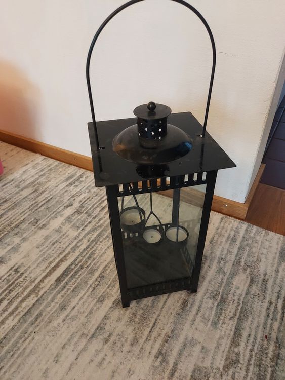 Lanternes: Schwarze Metall Laterne Kerzenhalter Windlicht Deko – D'occasion à Glattpark(Opfikon) par Uthyla 3