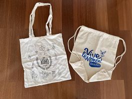 Set: Baumwoll Tasche / Tote Bag und Beutel