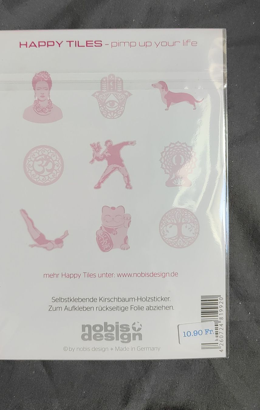 Aufkleber: Nobis Design Happy Tiles - Kirschbaumholz Sticker – Neu und originalverpackt aus Erlinsbach SO von xandra23 1