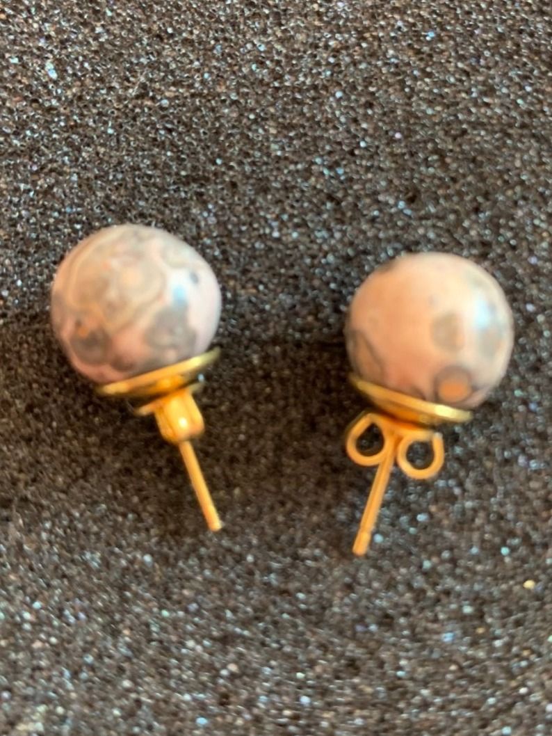 Orecchini pendenti & Orecchini a lobo: Ohrstecker Jaspis, Braun/Rosa, 11mm – Nuovo (secondo la descrizione) da Worb venduto da farben20zauber