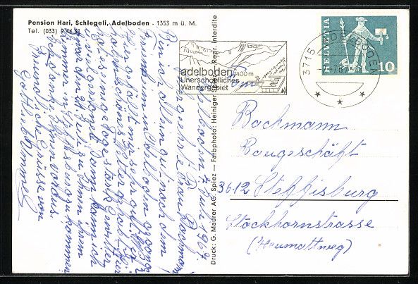 Cartoline postali: AK Adelboden, Pension Hari, Schlegeli – Usato da Berlin venduto da bartko-reher 1