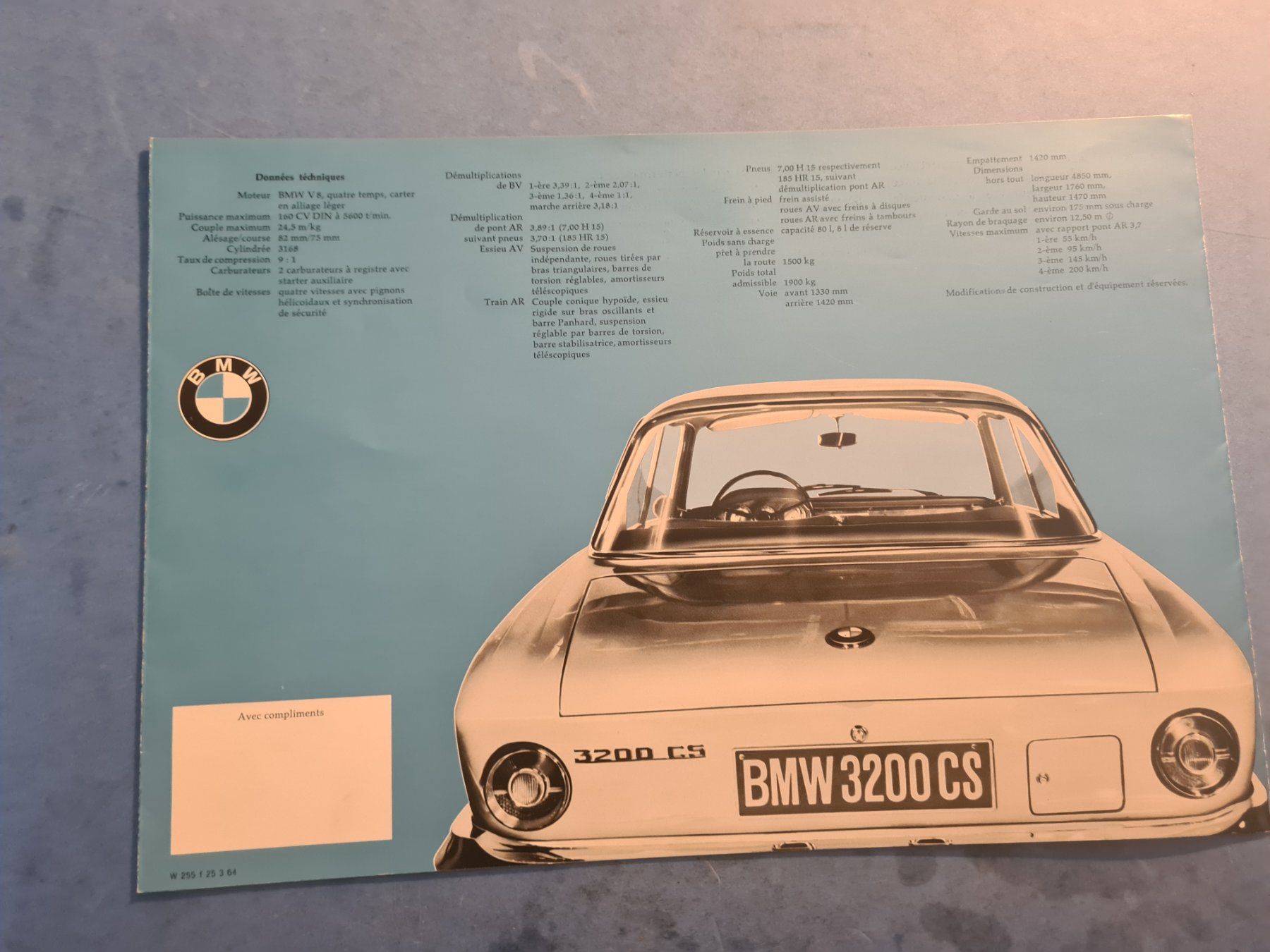 BMW Documents: BMW  3200  CS  BROCHURE  VINTAGE  OLDTIMER – D'occasion à Bellevue par BURGOLMANIA 4