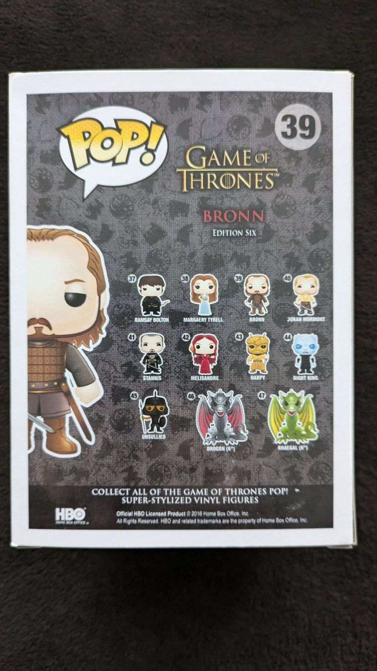 Funko Statuette: Funko Pop! GoT - Bronn #39 Signed and Authenticated – Nuovo e nell'imballaggio originale da Obfelden venduto da RCO85 3