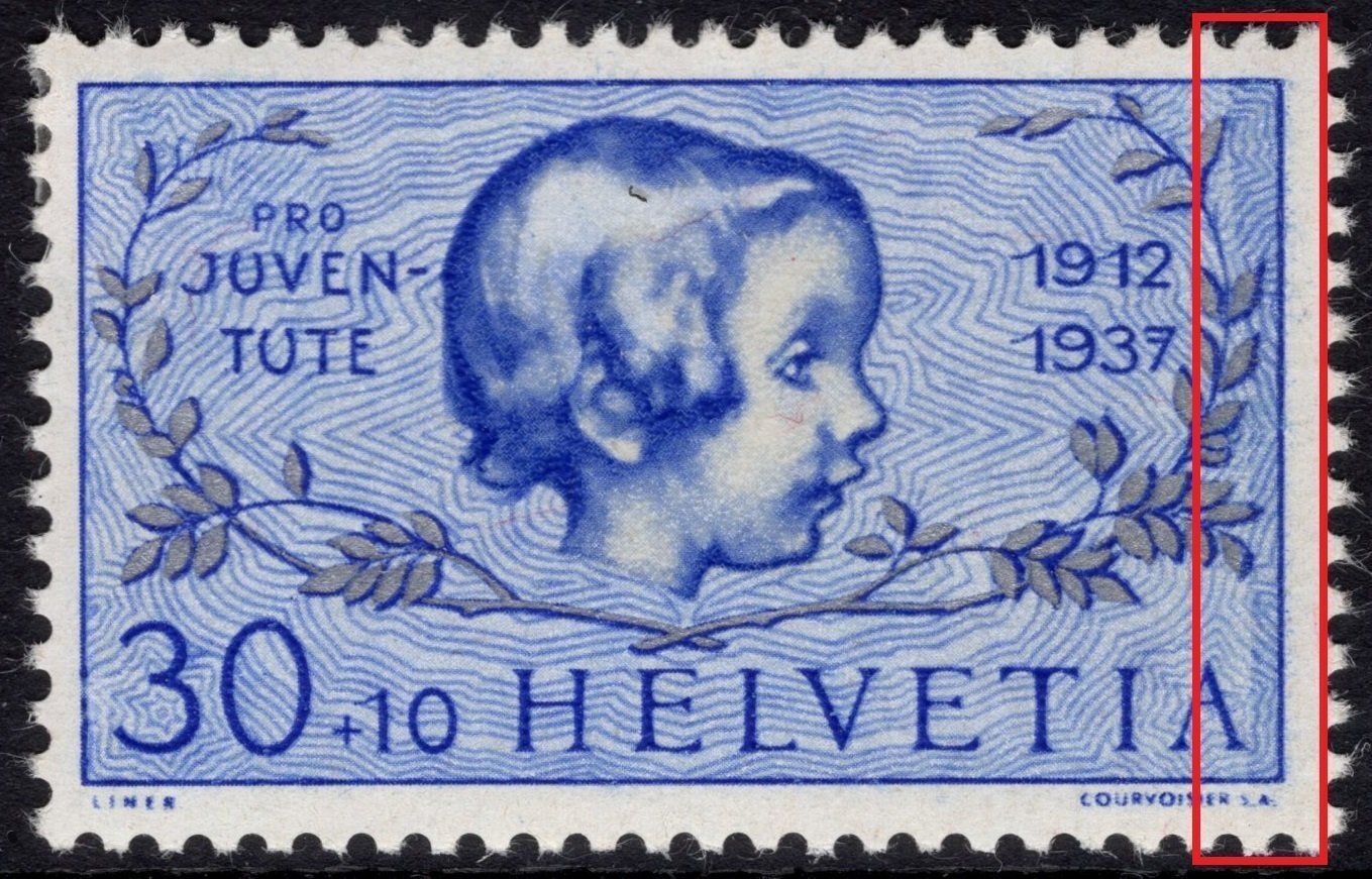 Alle Briefmarken: 30 Rp. Mädchenkopf mit ABART - Aetzfehler, re. Rand dunkler – Neu (gemäss Beschreibung) aus Eglisau von Chperfins