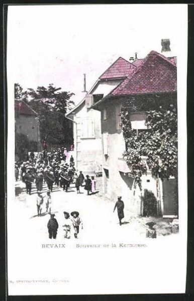 Cartoline postali: Bevaix, Souvenir de la Kermesse, vers 1900 – Usato da Frauenfeld venduto da POML