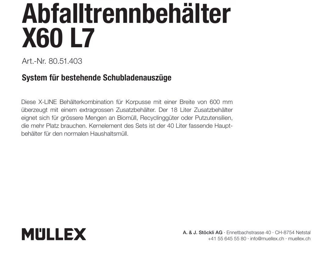 Müllex Abfalleimer: 067 Müllex Abfallsystem X60 L7 – Neu und originalverpackt aus Derendingen von Meisterstuecke 2