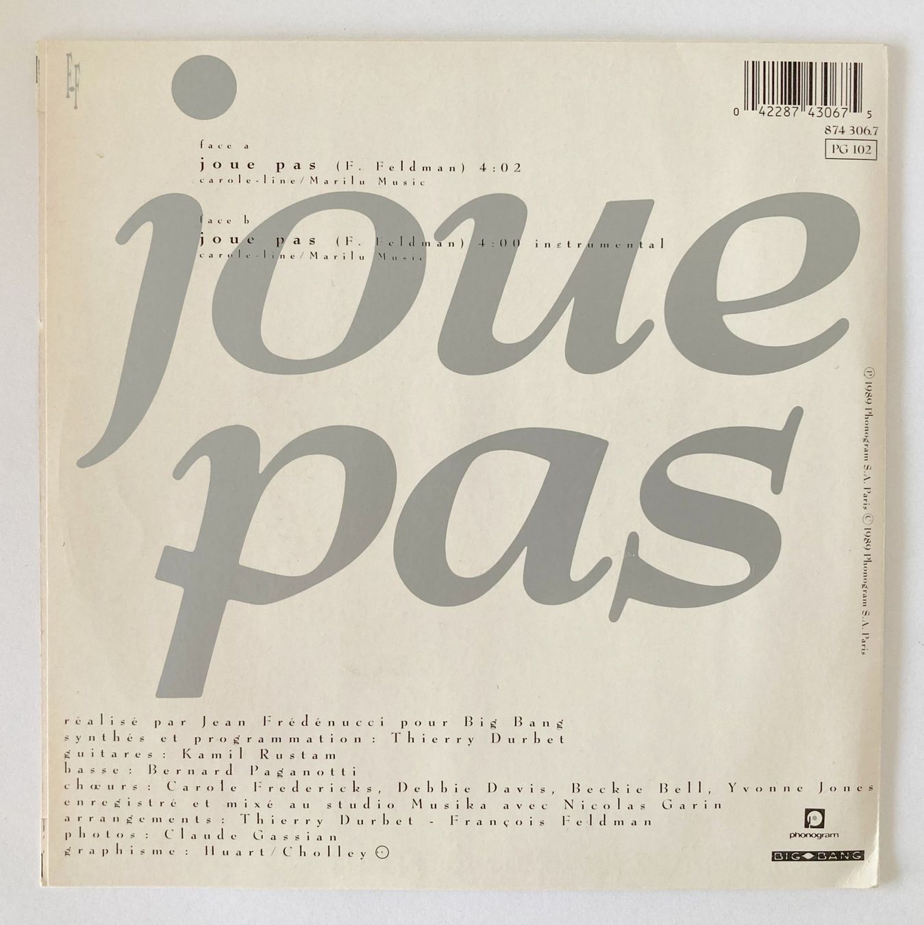 Dischi in vinile: FRANCOIS FELDMAN ET JONIECE JAMISON - JOUE PAS – Usato da Bottens venduto da hotter-than-hell 1