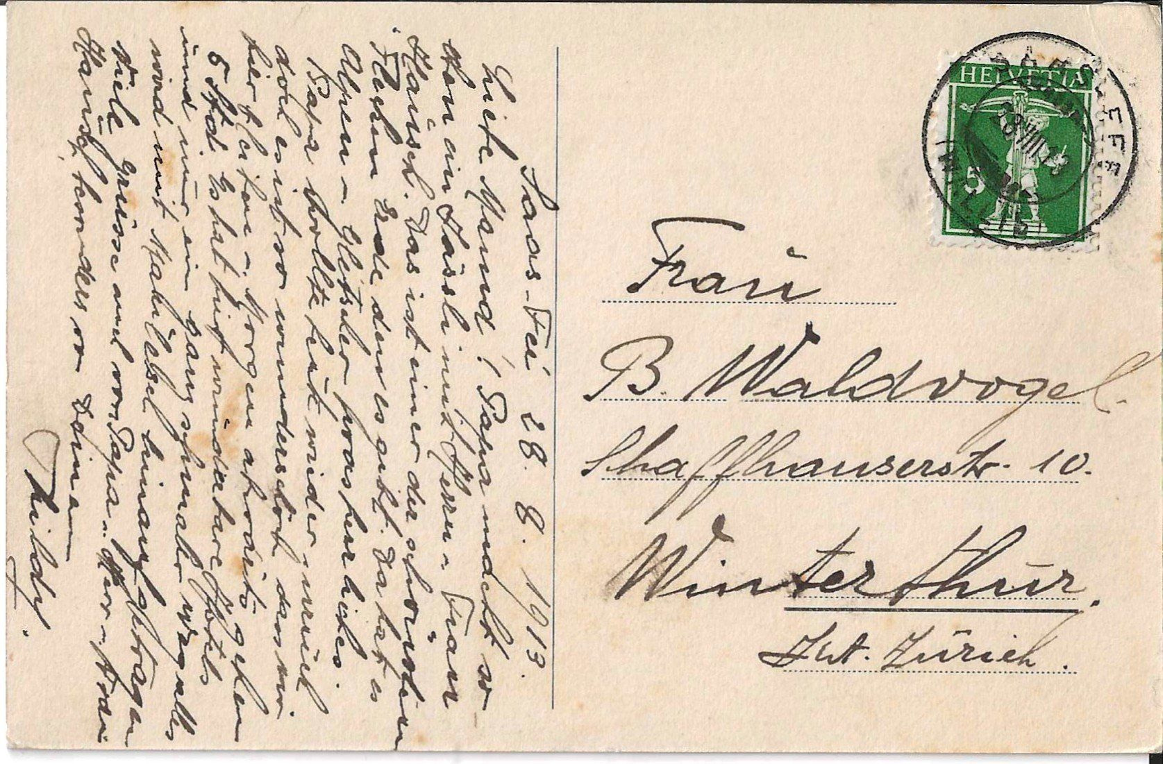 Cartoline postali: Karte Saas Fee 1913 – Usato da Zürich venduto da Philacat11 1