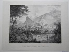 Sion Sitten grosse  Lithographie um 1830 sehr selten