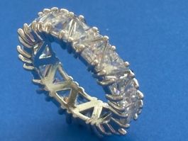 Luxus Elegante Gr: 18/8 Ring Zirkonia Weiss Farbe : Silber