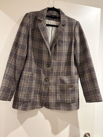 Check Plaid Blazer Jacket Caroll size 38 wool excellent
