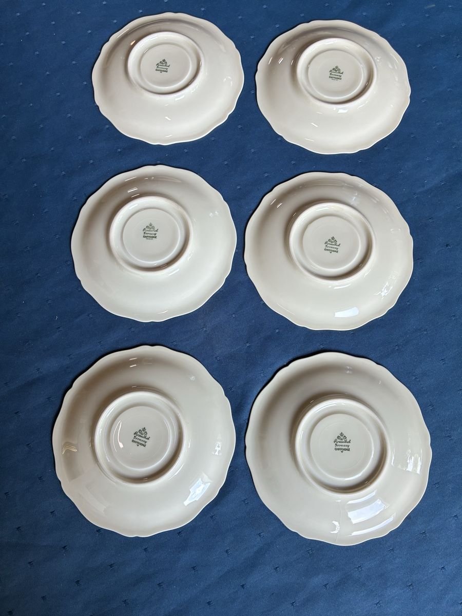 Rosenthal Tassen: Rosenthal 6 Moccatassen mit Blumendecor  – Gebraucht aus Dornach von Rosengarten 6