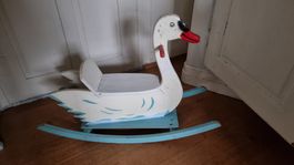 Schönes Schaukelpferd Schwan Holz Vintage Retro Kinder