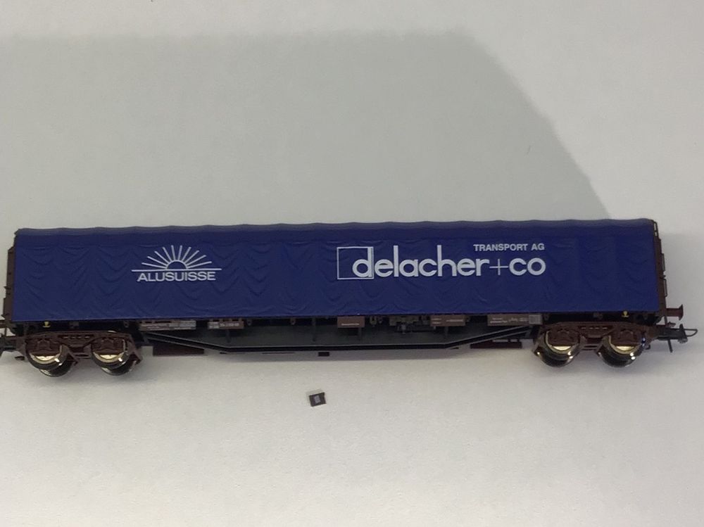 Wagon Bâché ROCO/PIKO Bleu - Delacher Alusuisse, 47602, Neuf, Modélisme