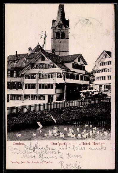 Ansichtskarten: AK Teufen, Hotel Hecht, 1903 – Gebraucht aus Berlin von bartko-reher
