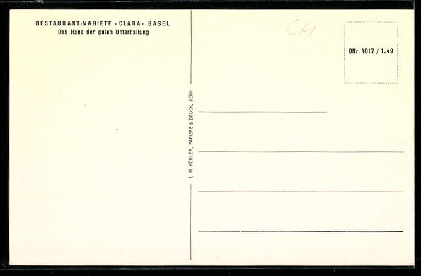 Cartoline postali: Basel, Restaurant-Variete Clara, Innenan – Usato da Berlin venduto da bartko-reher 1