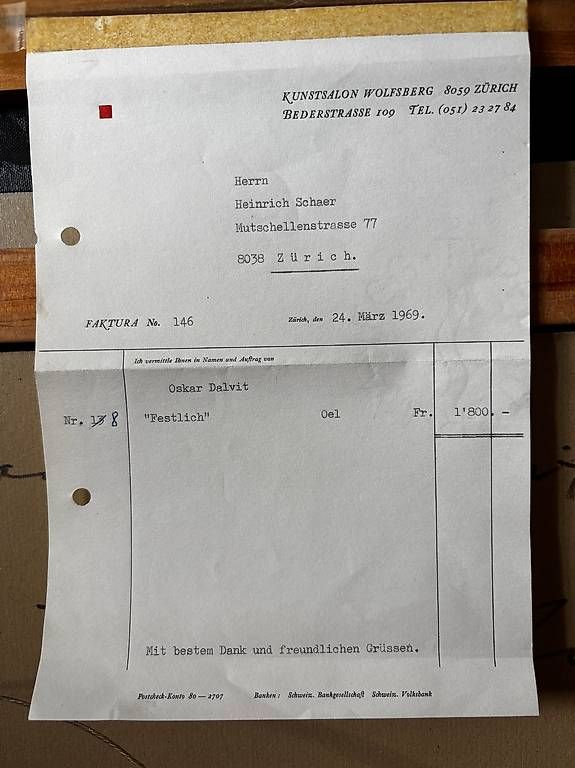 Gemälde: Oskar Dalvit, Ölgemälde «Festlich», 1968 – Gebraucht aus Zürich von tkhs 4