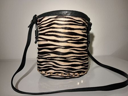 Zebra Print & Studded Leather Crossbody Bag