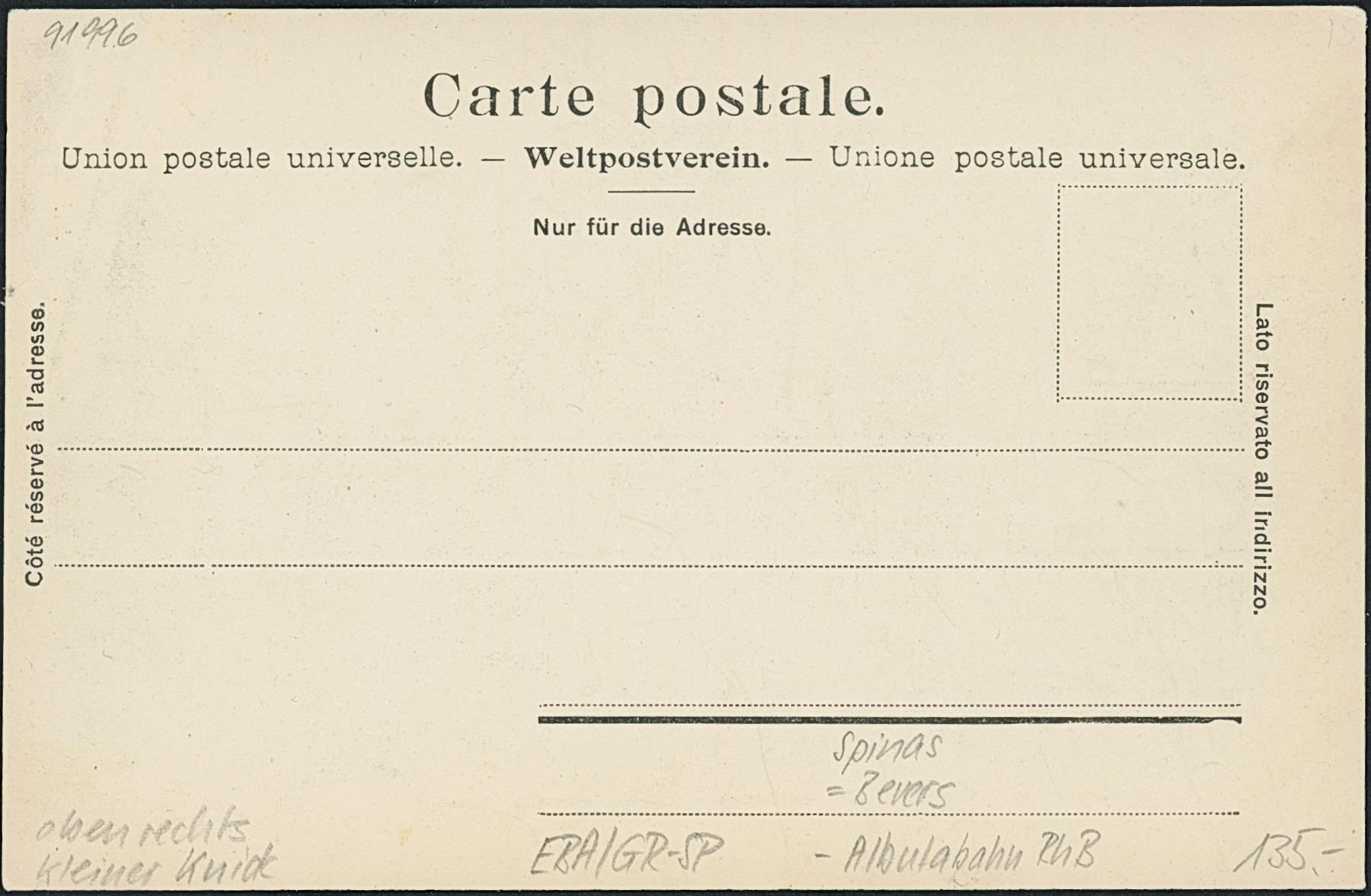 Cartoline postali: GR Spinas - Albula Rhätische Bahn RhB – Usato da Schindellegi venduto da Jonathan77 1