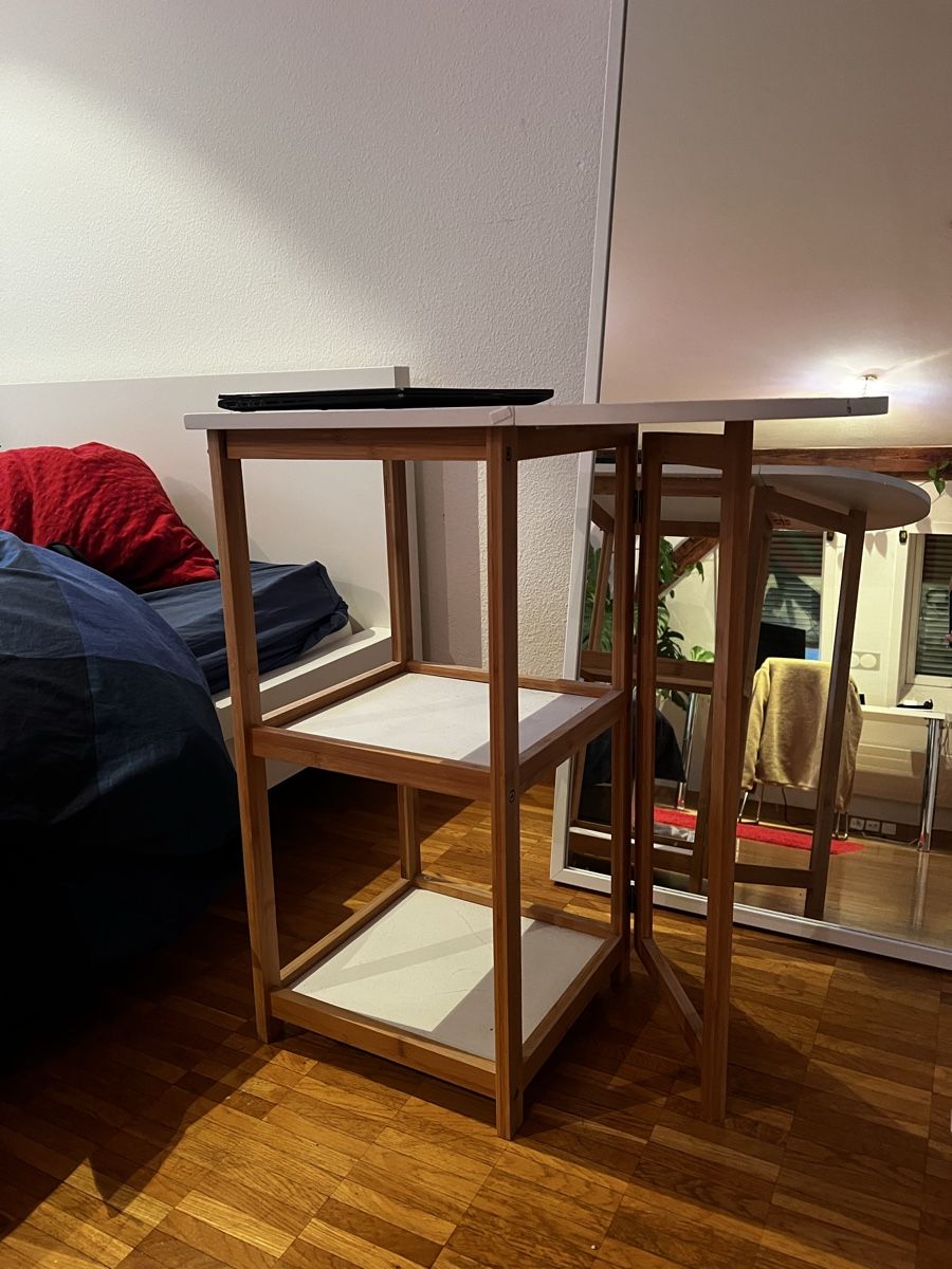 Tavoli: Folding Bamboo Side Table Shelves White – Usato da Zürich venduto da mar_78tb 1
