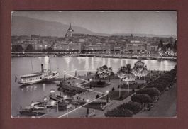 GENEVE - La Rade illuminée - 1957 // pli d'angle //