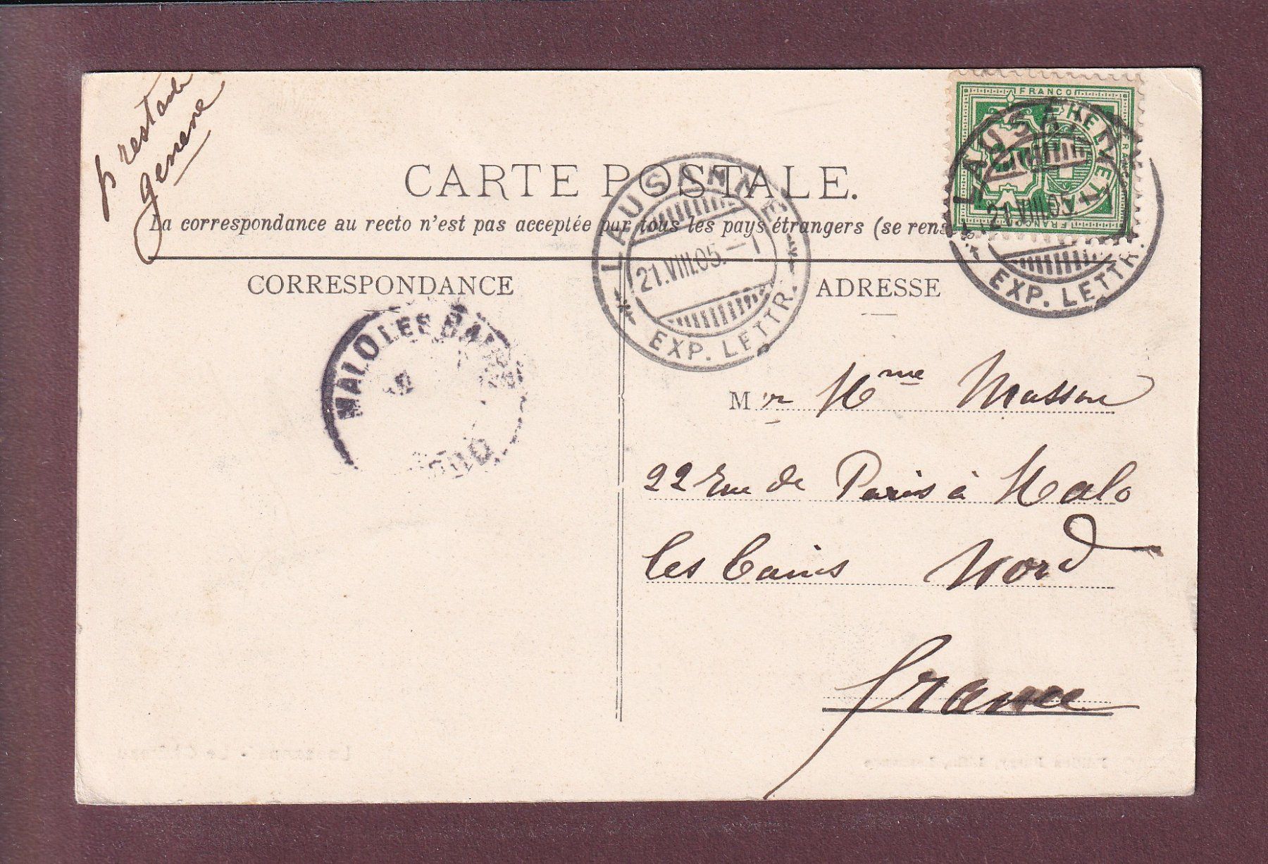 Cartoline postali: LAUSANNE - Le Château - 1905 // petits plis d'angle // – Usato da Pully venduto da nicecards 1