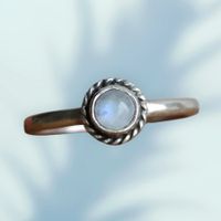Silber Ring 925 mit Regenbogen Mondstein