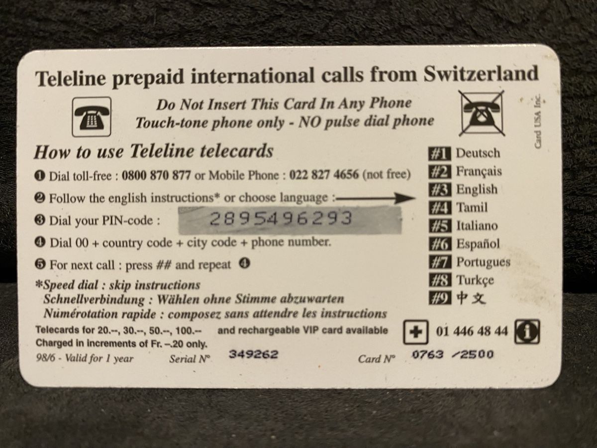 Telefon- & Taxkarten: Teleline  – Gebraucht aus Lausanne von babacard10 1
