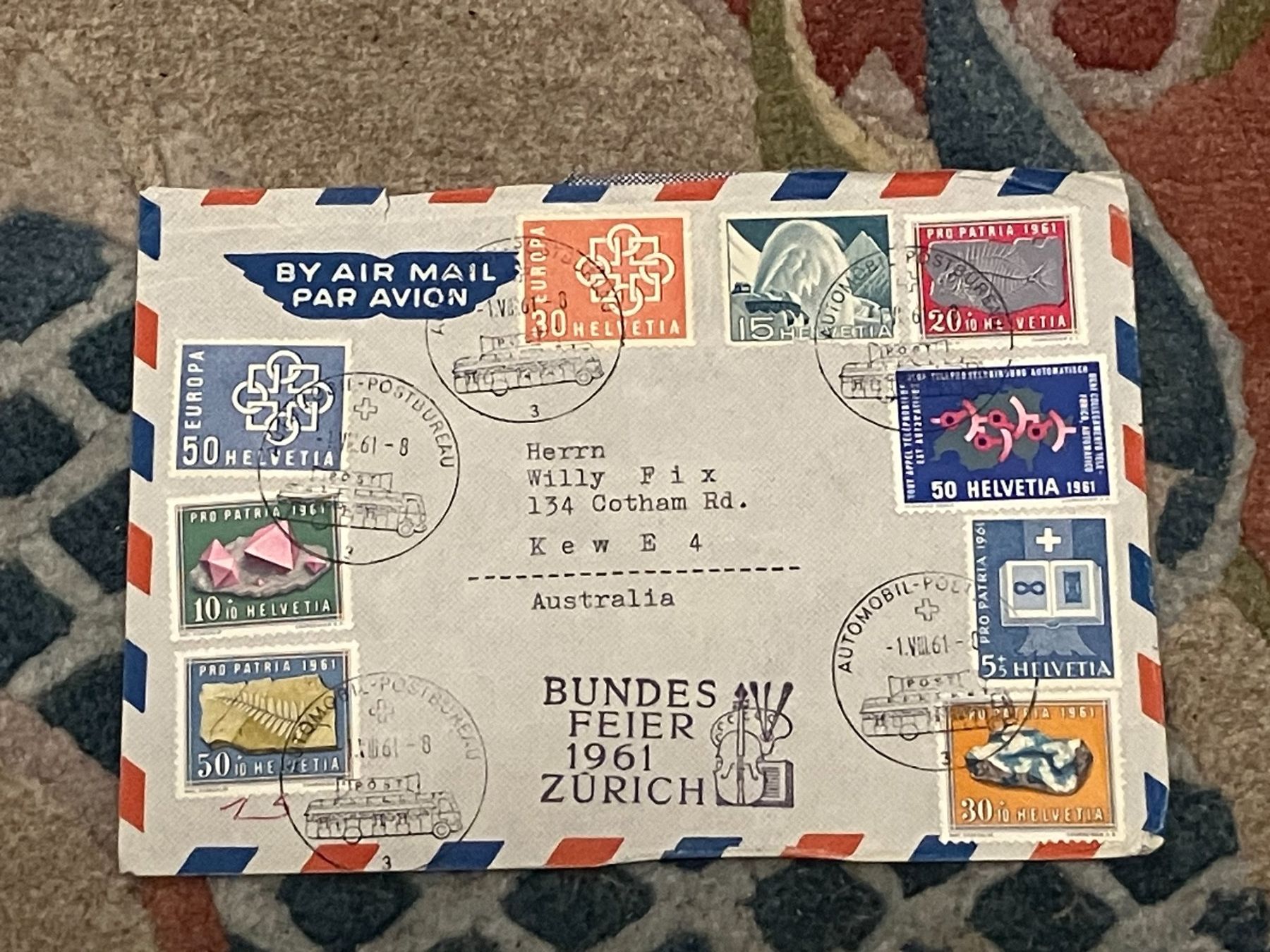 Tous les timbres: 1 Brief Bundesfeier 1961 Luftpost – D'occasion à Koblenz par mar_c2pj
