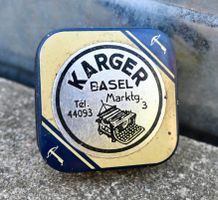alte Farbbanddose Karger Basel Marktgasse 3 blechdose