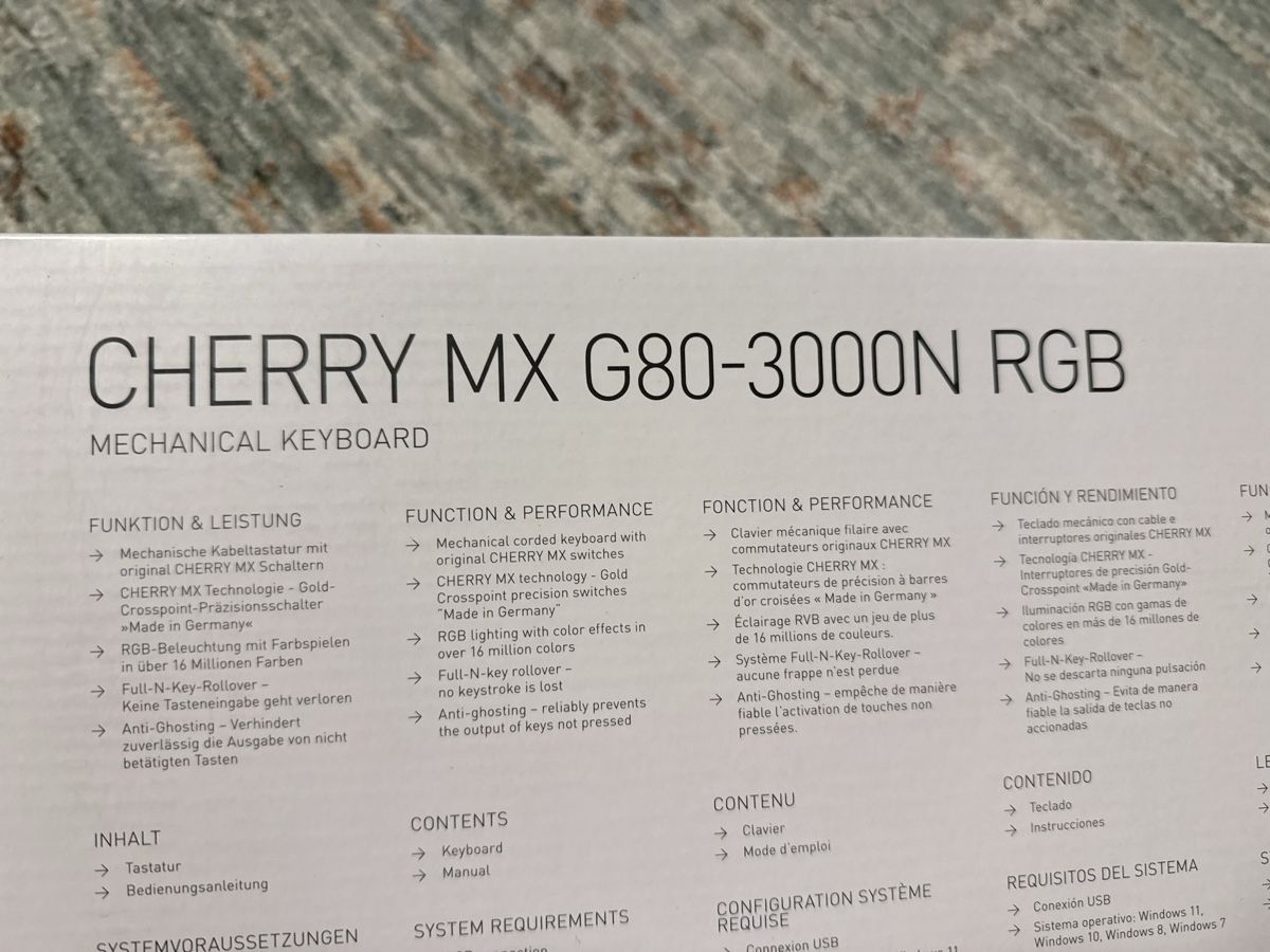 Tastiere: Cherry MX G80-3000N rgb - Mechanisch – Nuovo e nell'imballaggio originale da Muttenz venduto da acidforce 1