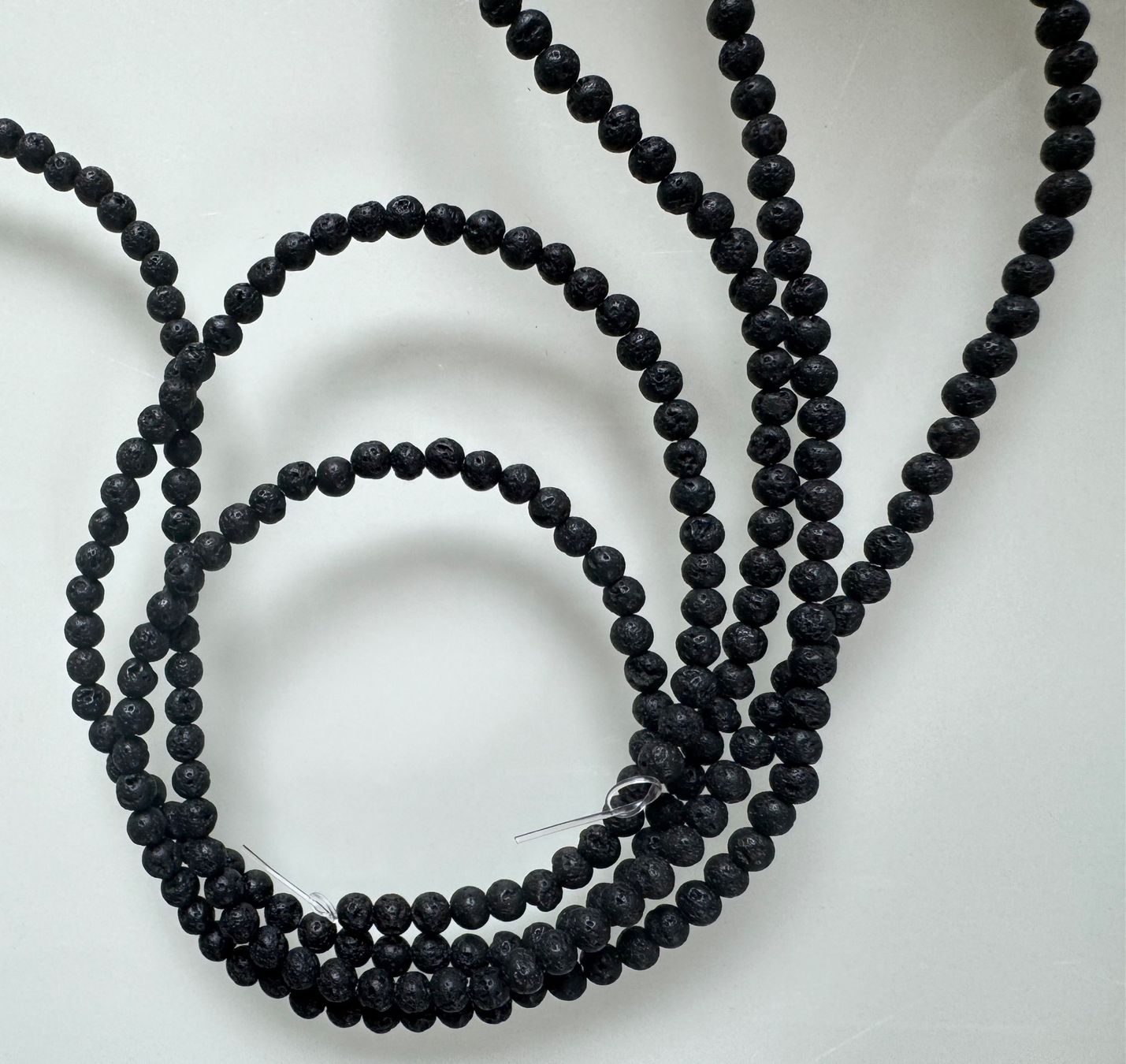 Catenine: 3 x Vulkan Stein  Lava  Strang   5mm    TOP nature – Nuovo e nell'imballaggio originale da Leuggern venduto da gemshow 7