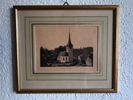 Bild Kirche in Neuenegg Goldrahmen