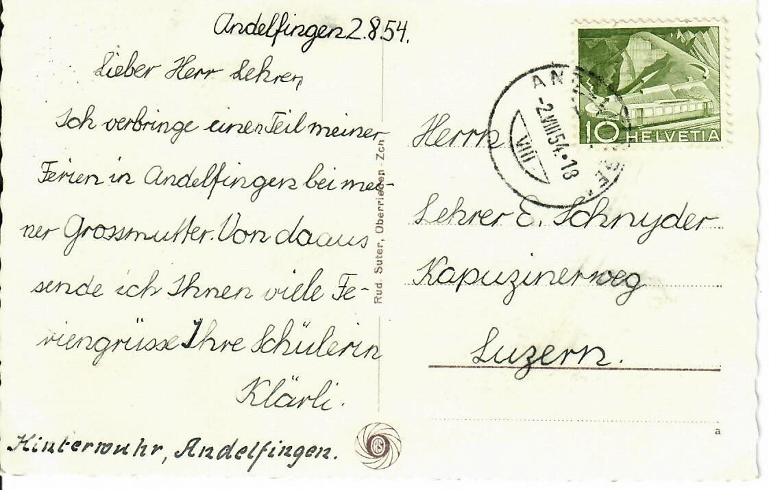 Cartes postales: Andelfingen 1954 – D'occasion à Hochdorf par Ziegel-16 1