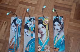 Marques-pages 'Geishas" en diamond painting neufs/Diamantmal
