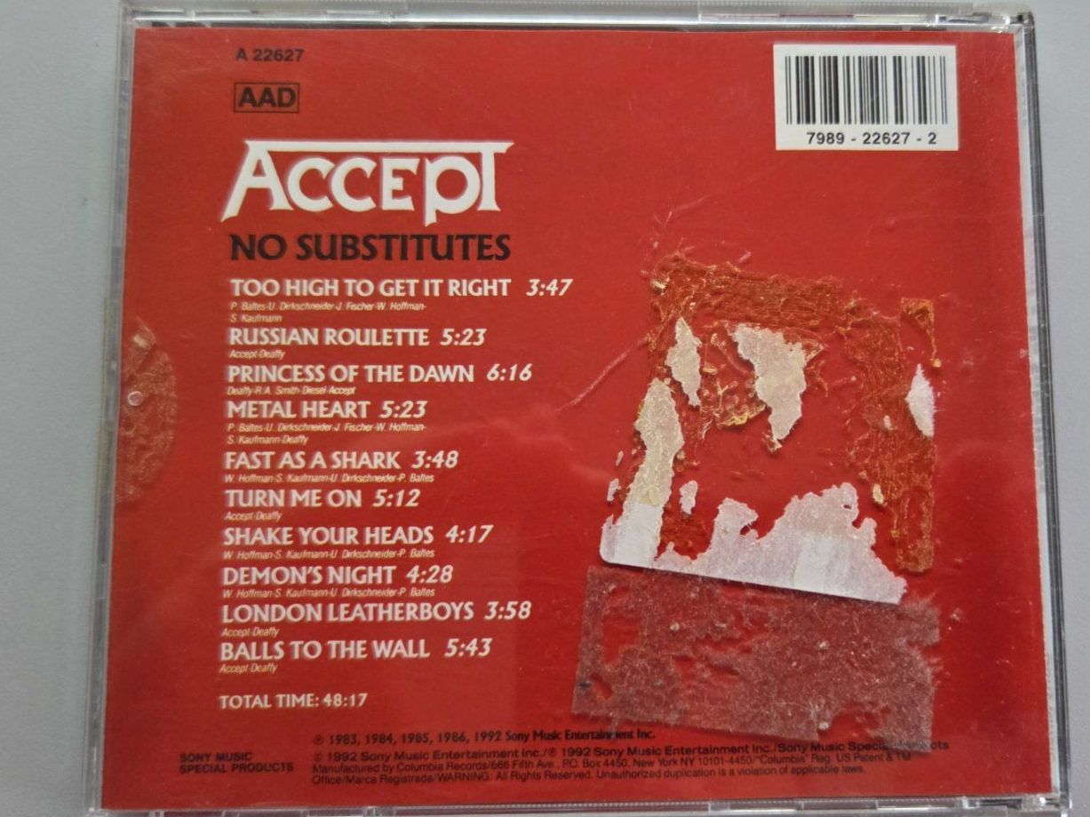 CDs: CD Accept - No Substitutes – D'occasion à Schaffhausen par Kellerrassel 2