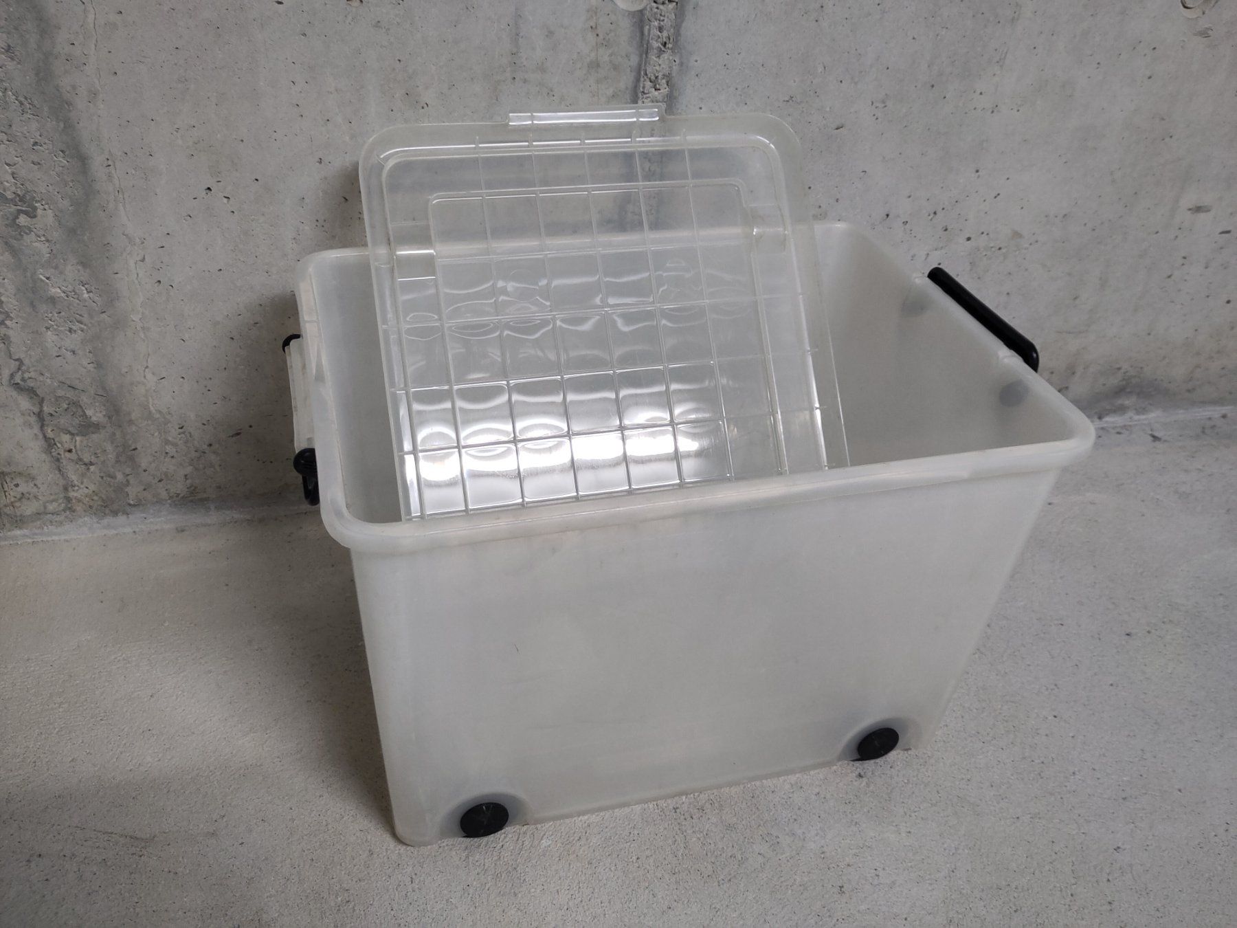 Casse di trasporto: Kunststoffbox transparent mit Rollen, stapelbar – Usato da Bern venduto da zahack 1