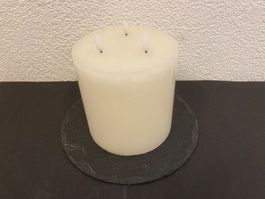 LED Echtwachs 3-Docht Kerze, 15 x 15 cm, creme,Timerfunktion