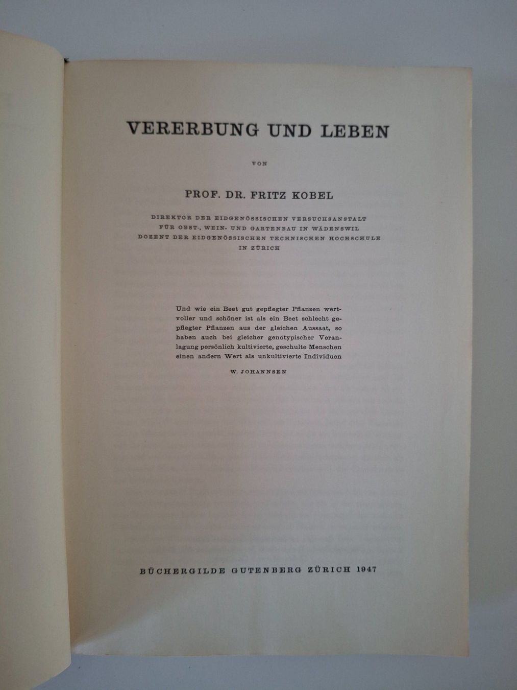 Libri: Vererbung und Leben – Usato da Reichenburg venduto da AK307 2