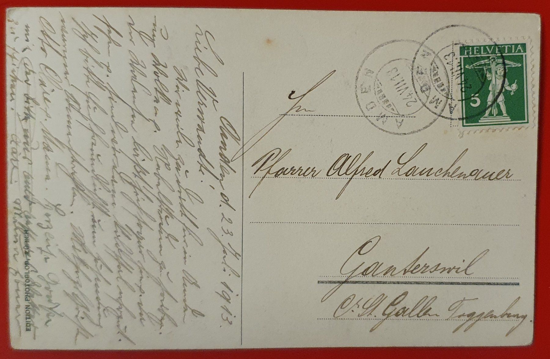 Cartoline postali: Amden 1913 - mit Leistkamm – Usato da Kreuzlingen venduto da Rschweiz1 1