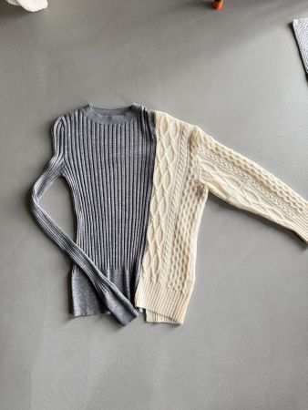 Grau/wollweisser Pulli