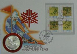 Numisbrief Olympische Winterspiele 1988Feinsilbermünze 999.9
