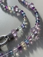 FLUORIT Amethyst Kette Halskette Edelstein Collier 50 cm