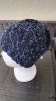 Strickmütze handgestrickt blau meliert NEU gefüttert L